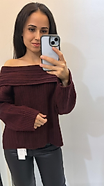 Bordo Kayık yaka kazak