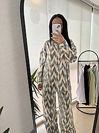 Geometrik desenli saten takım