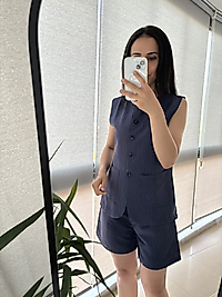 Lacivert yelekli şortlu takım